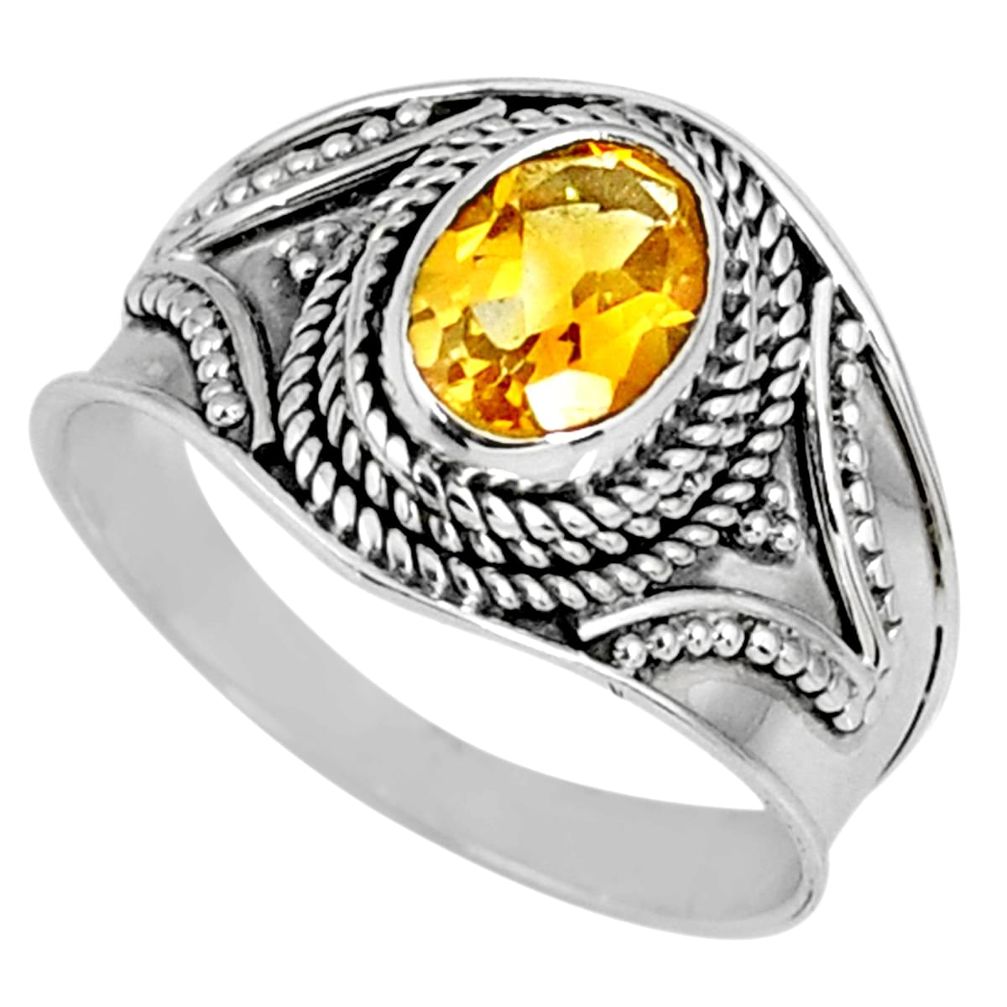 1.73cts natural yellow citrine 925 silver solitaire ring jewelry size 9 r58630