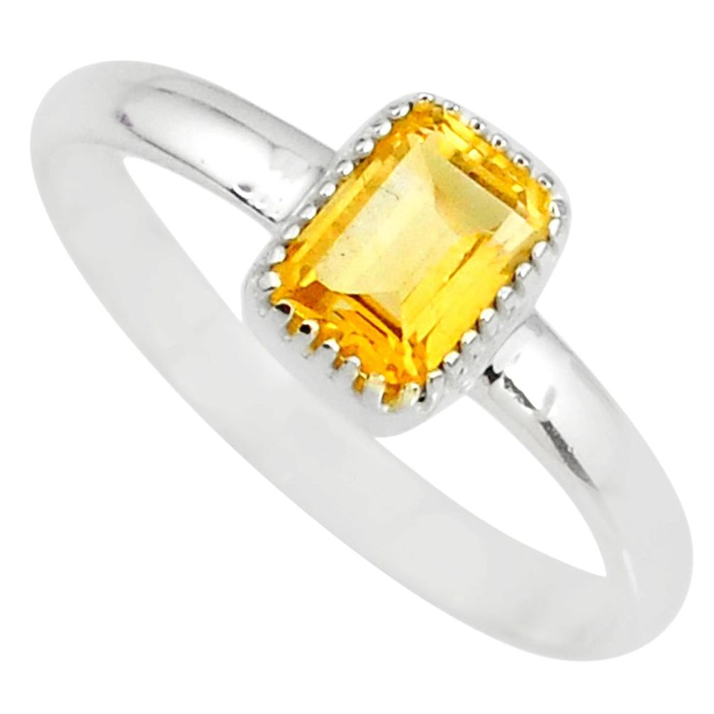 1.58cts natural yellow citrine 925 silver solitaire ring jewelry size 9 r77162