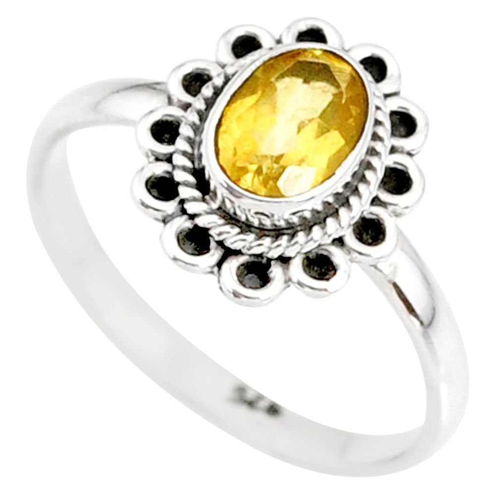 1.42cts natural yellow citrine 925 silver solitaire ring jewelry size 9 r85614