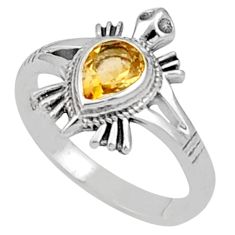 1.54cts natural yellow citrine 925 silver tortoise solitaire ring size 9 u4937
