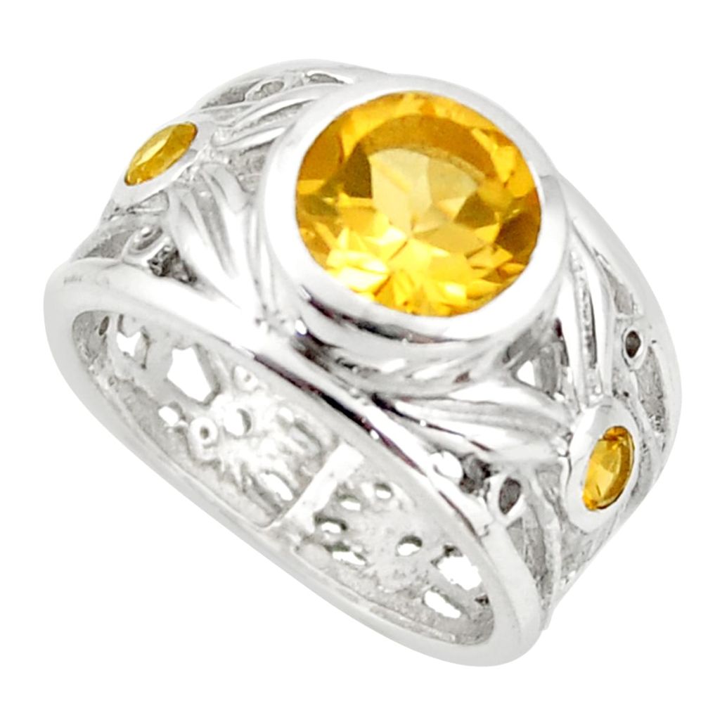 3.16cts natural yellow citrine 925 sterling silver ring jewelry size 5.5 d46367