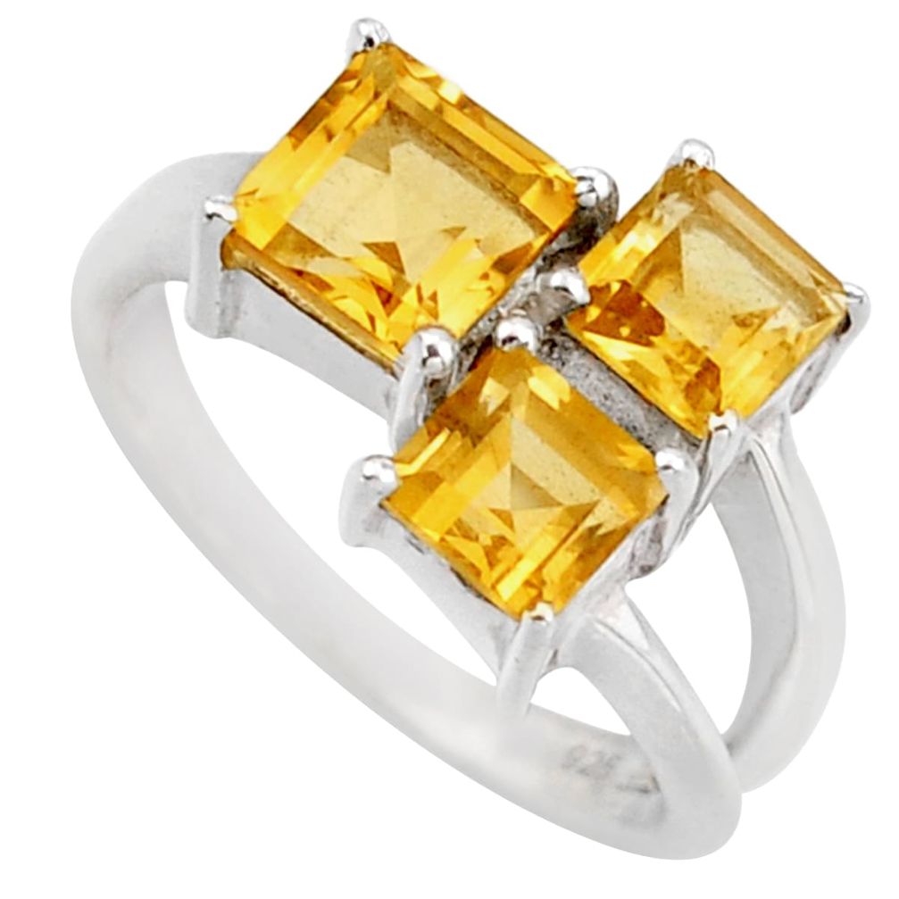 2.22cts natural yellow citrine 925 sterling silver ring jewelry size 6.5 d46382