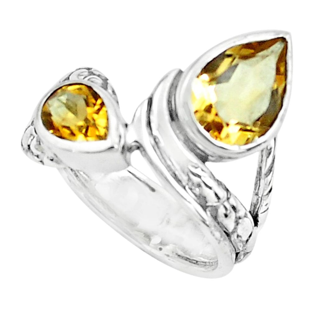 4.73cts natural yellow citrine 925 sterling silver ring jewelry size 5.5 p62352