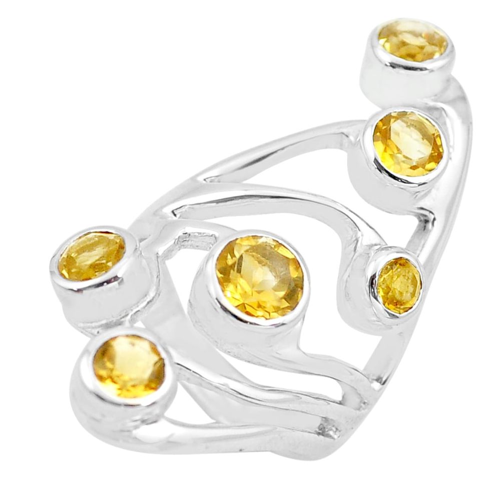 4.81cts natural yellow citrine 925 sterling silver ring jewelry size 6.5 p62674