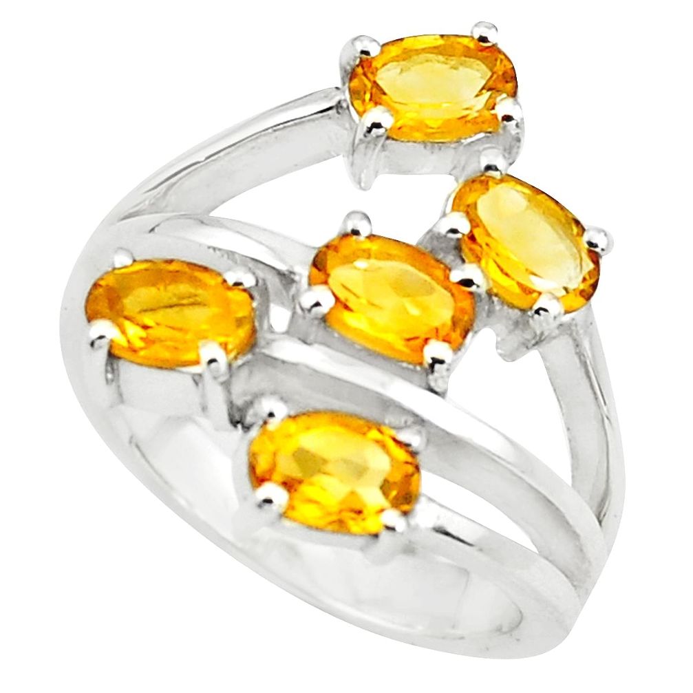 5.35cts natural yellow citrine 925 sterling silver ring jewelry size 7.5 p73210