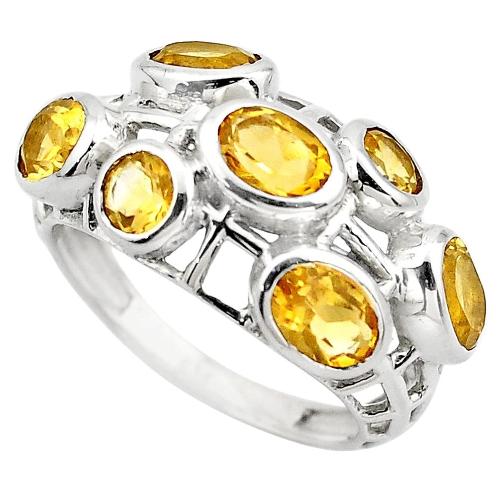 6.48cts natural yellow citrine 925 sterling silver ring jewelry size 6.5 p83132