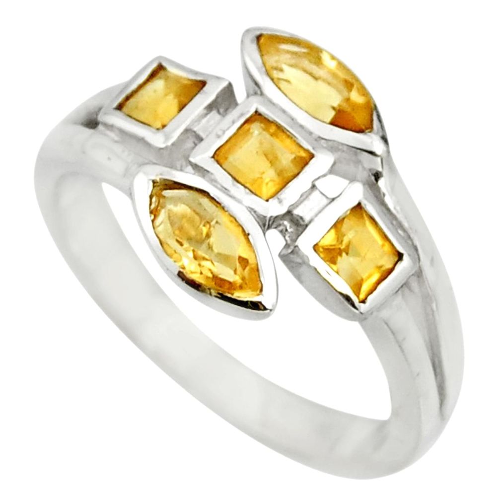 3.80cts natural yellow citrine 925 sterling silver ring jewelry size 6.5 r25505