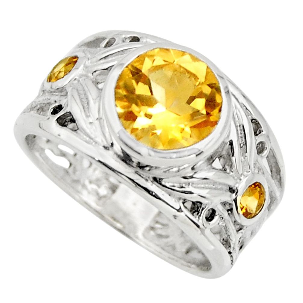 3.44cts natural yellow citrine 925 sterling silver ring jewelry size 6.5 r25776