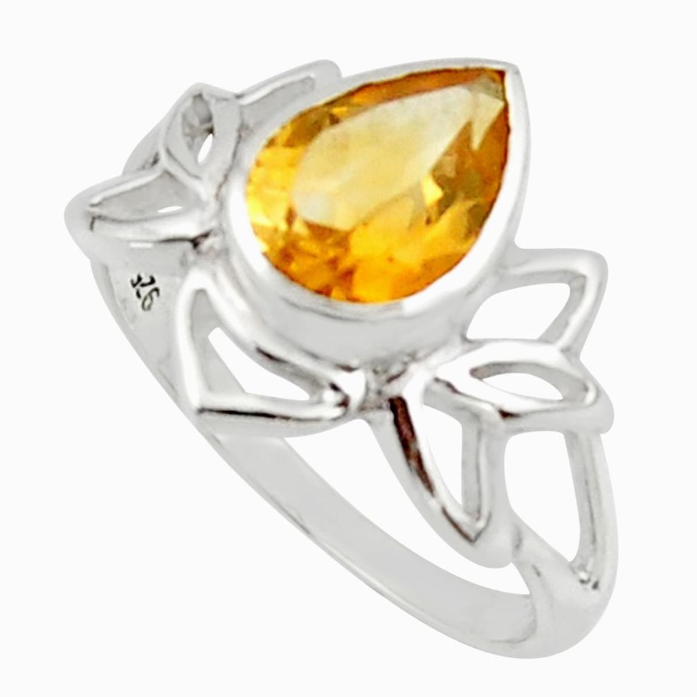 3.14cts natural yellow citrine 925 sterling silver ring jewelry size 7.5 r45711