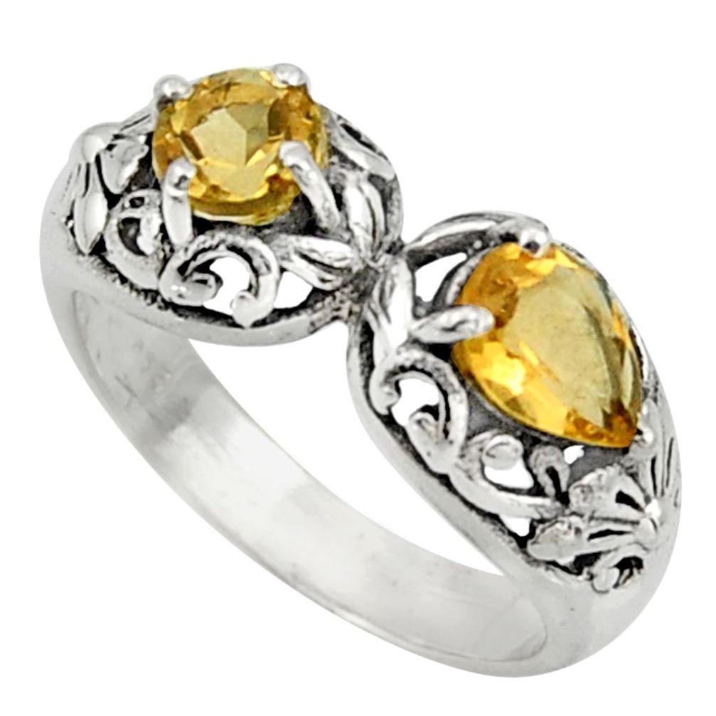 2.51cts natural yellow citrine 925 sterling silver ring jewelry size 7 r40887