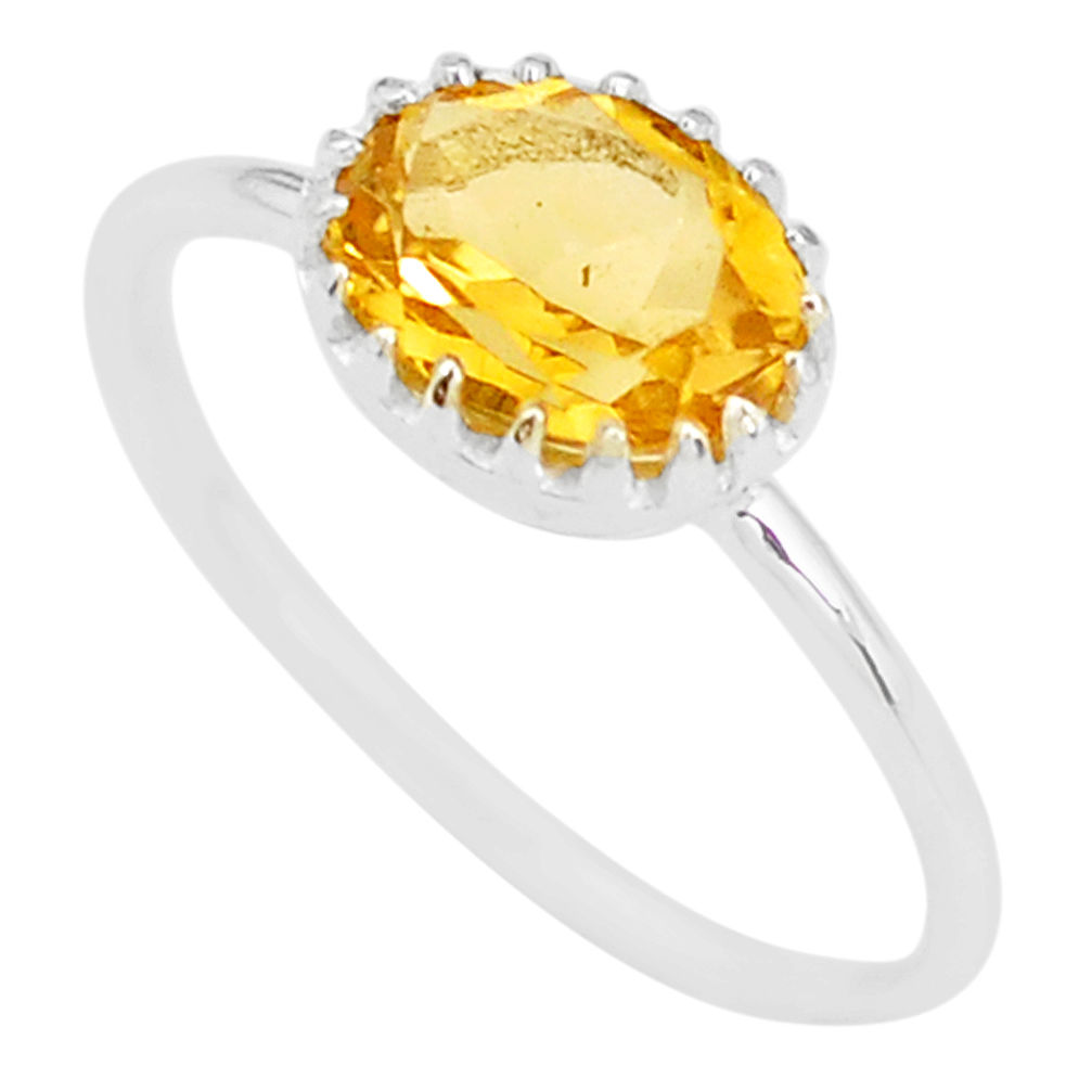 2.09cts natural yellow citrine 925 sterling silver ring jewelry size 7 t8123
