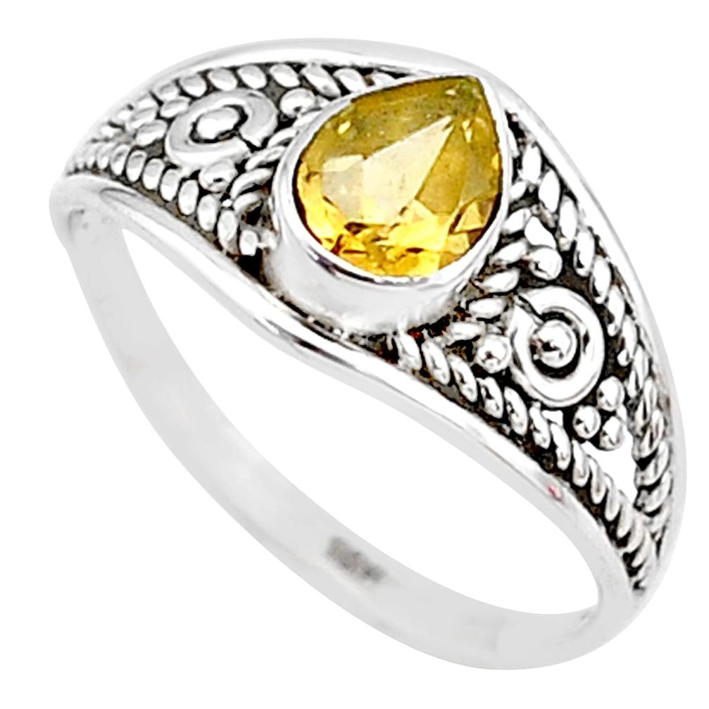 1.41cts natural yellow citrine 925 silver graduation handmade ring size 8 t9488