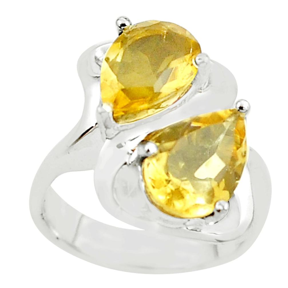 5.69cts natural yellow citrine 925 sterling silver ring jewelry size 9 p62099