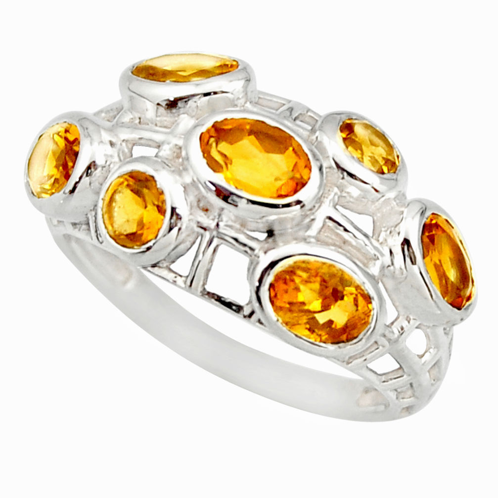 5.97cts natural yellow citrine 925 sterling silver ring jewelry size 9 r25706