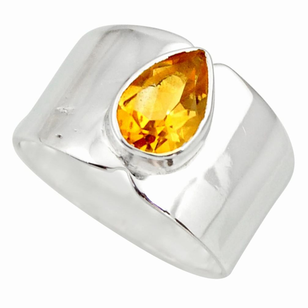 2.21cts natural yellow citrine 925 sterling silver solitaire ring size 7 r26821