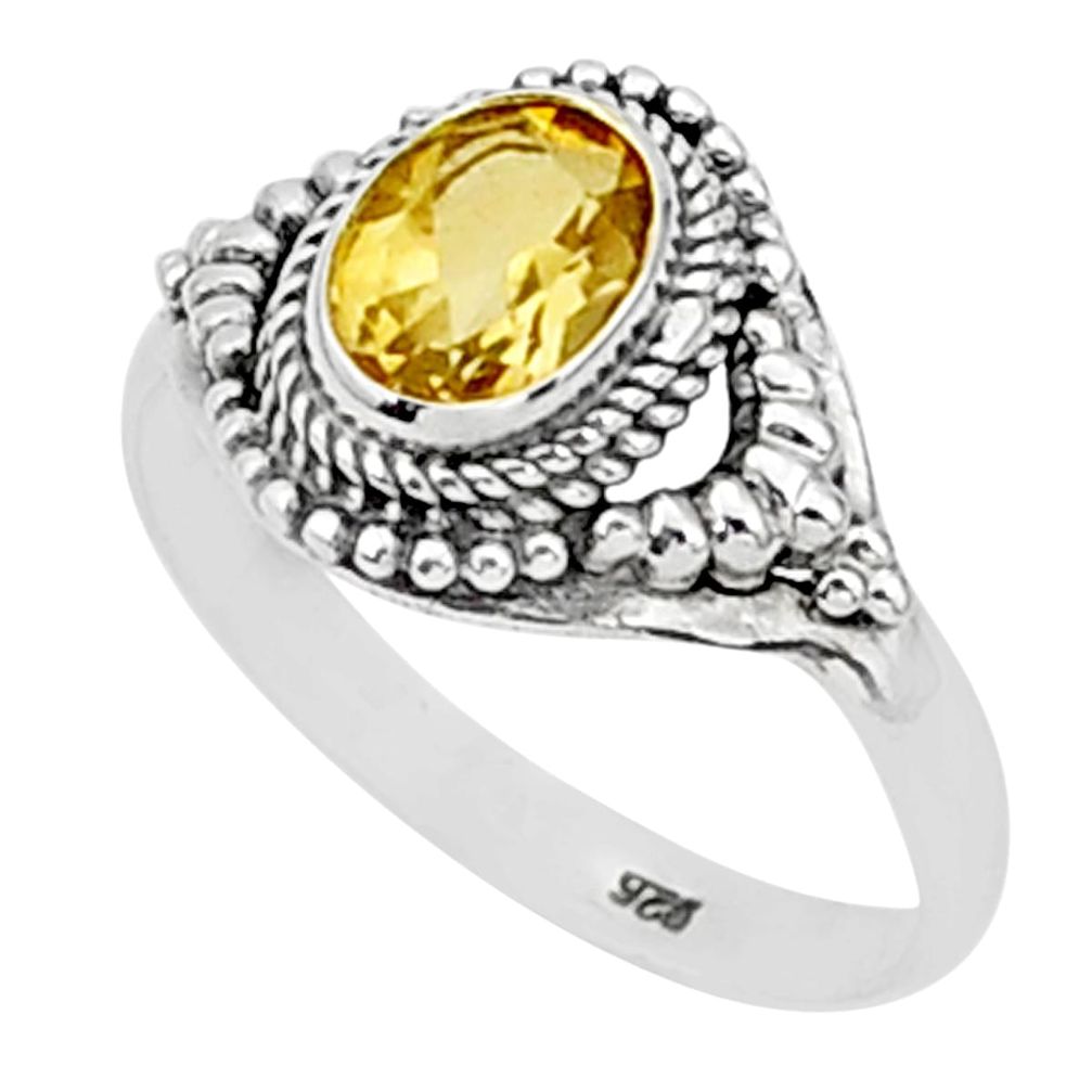 1.73cts natural yellow citrine 925 sterling silver solitaire ring size 8 t1383