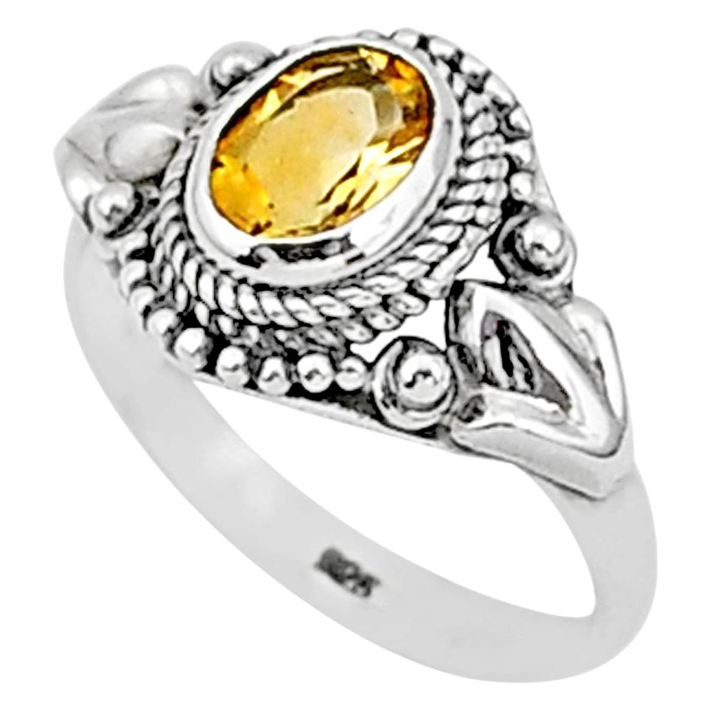 1.99cts natural yellow citrine 925 sterling silver solitaire ring size 7.5 t1346