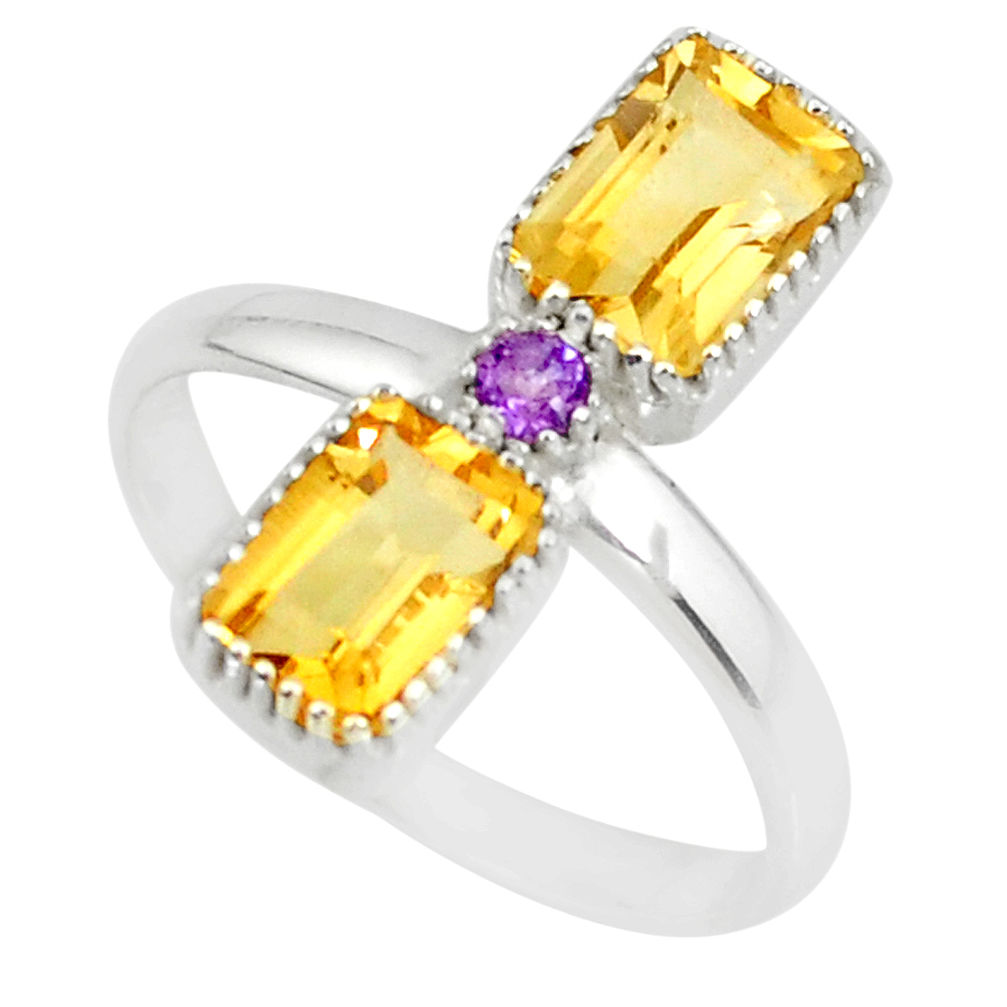 3.17cts natural yellow citrine amethyst 925 sterling silver ring size 7 r77213