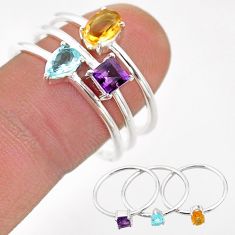 2.81cts natural yellow citrine amethyst topaz 925 silver 3 rings size 9 t74780