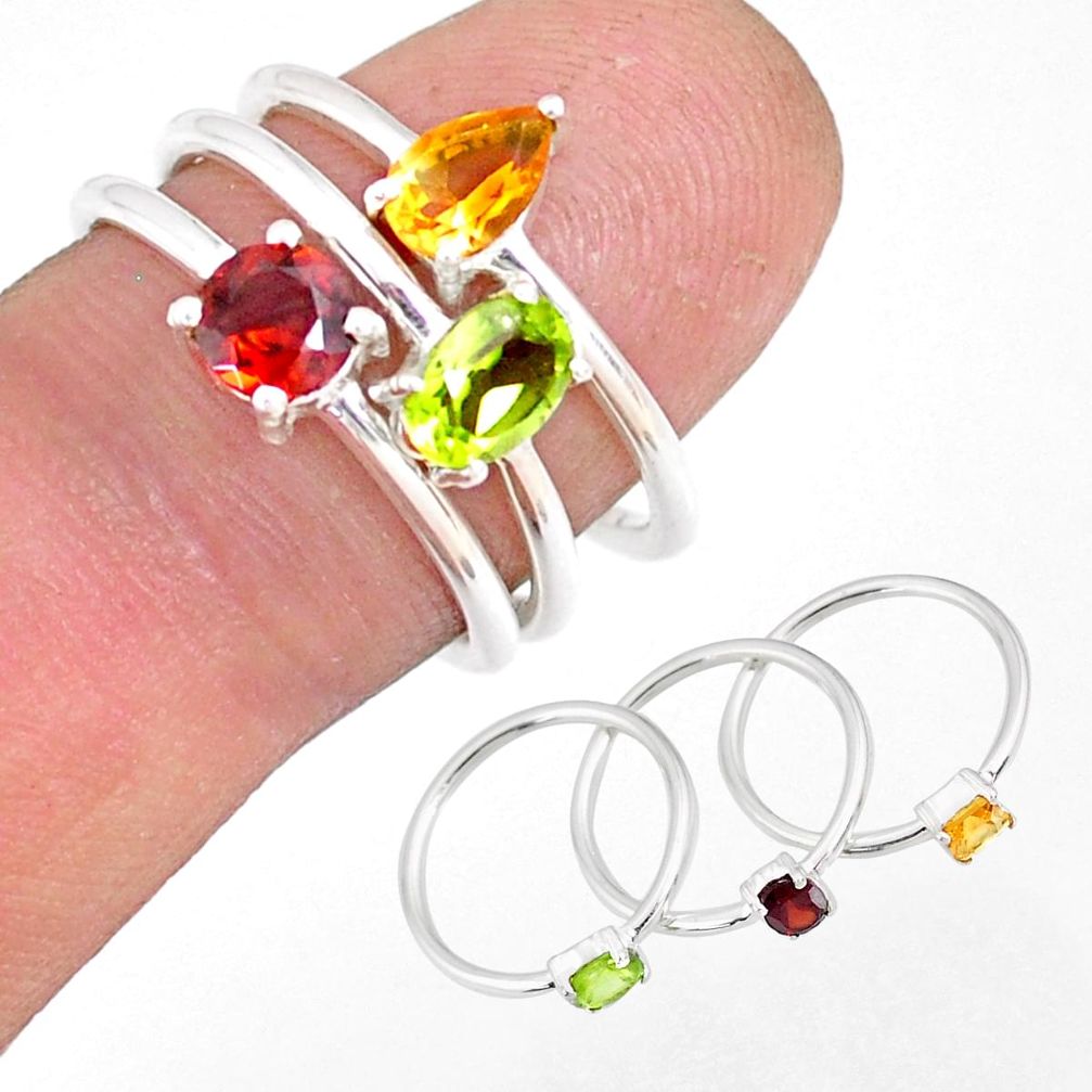 2.81cts natural yellow citrine garnet 925 silver stackable ring size 6.5 r79843