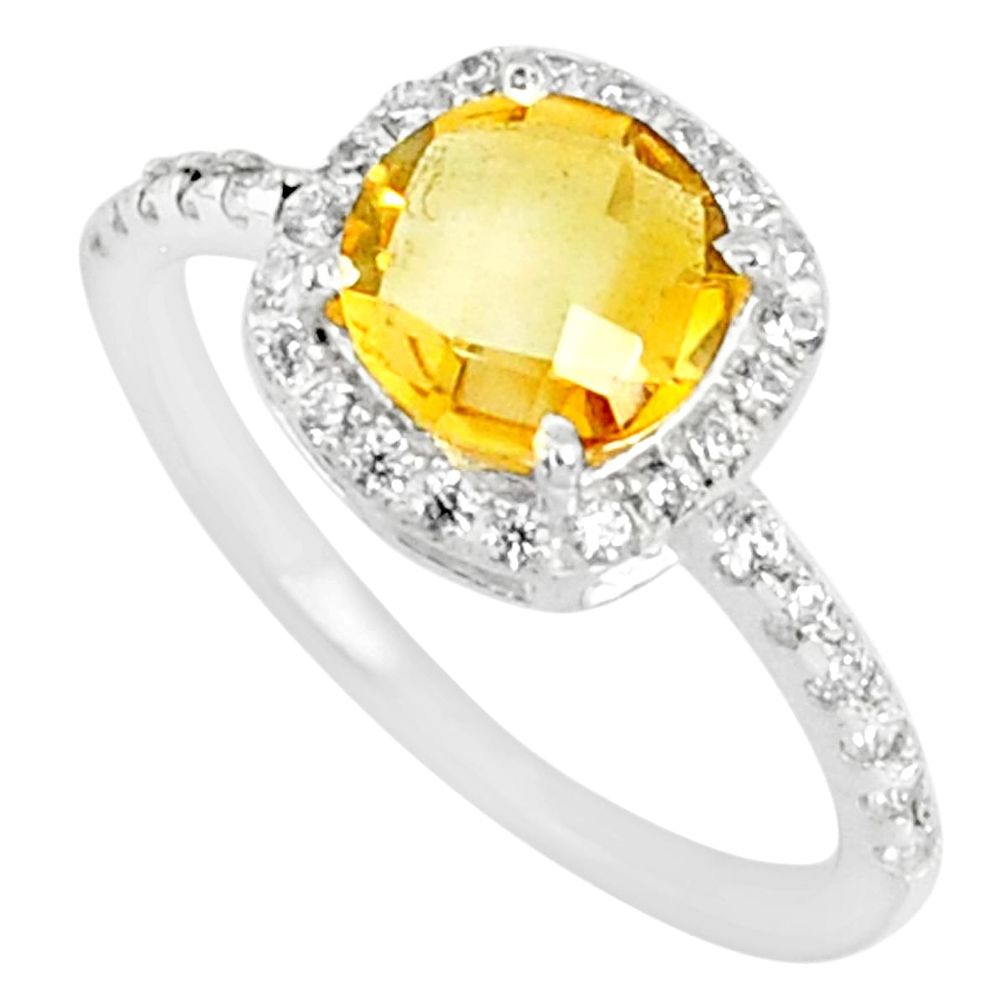 4.34cts natural yellow citrine topaz 925 silver solitaire ring size 9 r84041