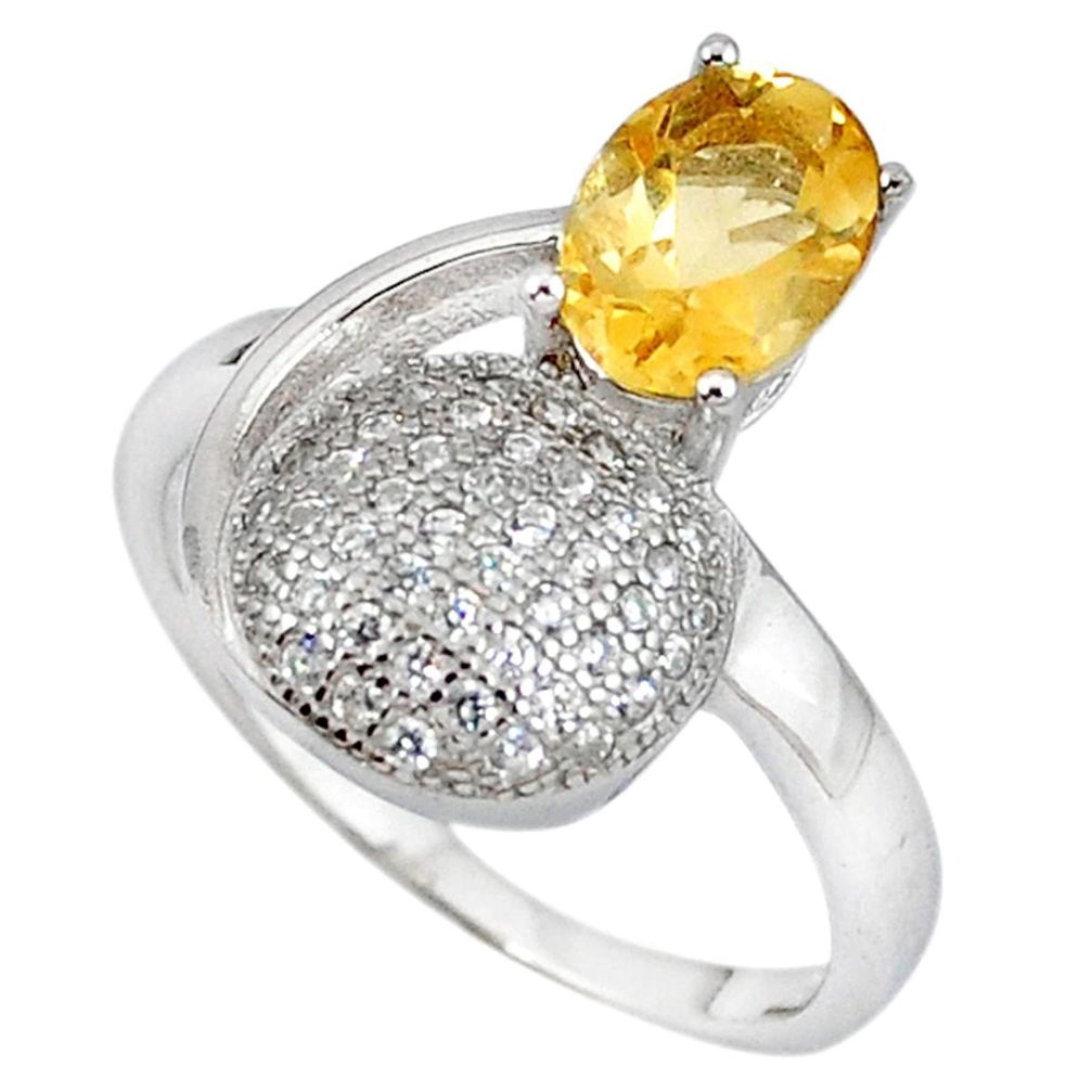 Natural yellow citrine topaz 925 sterling silver ring jewelry size 7.5 c17734
