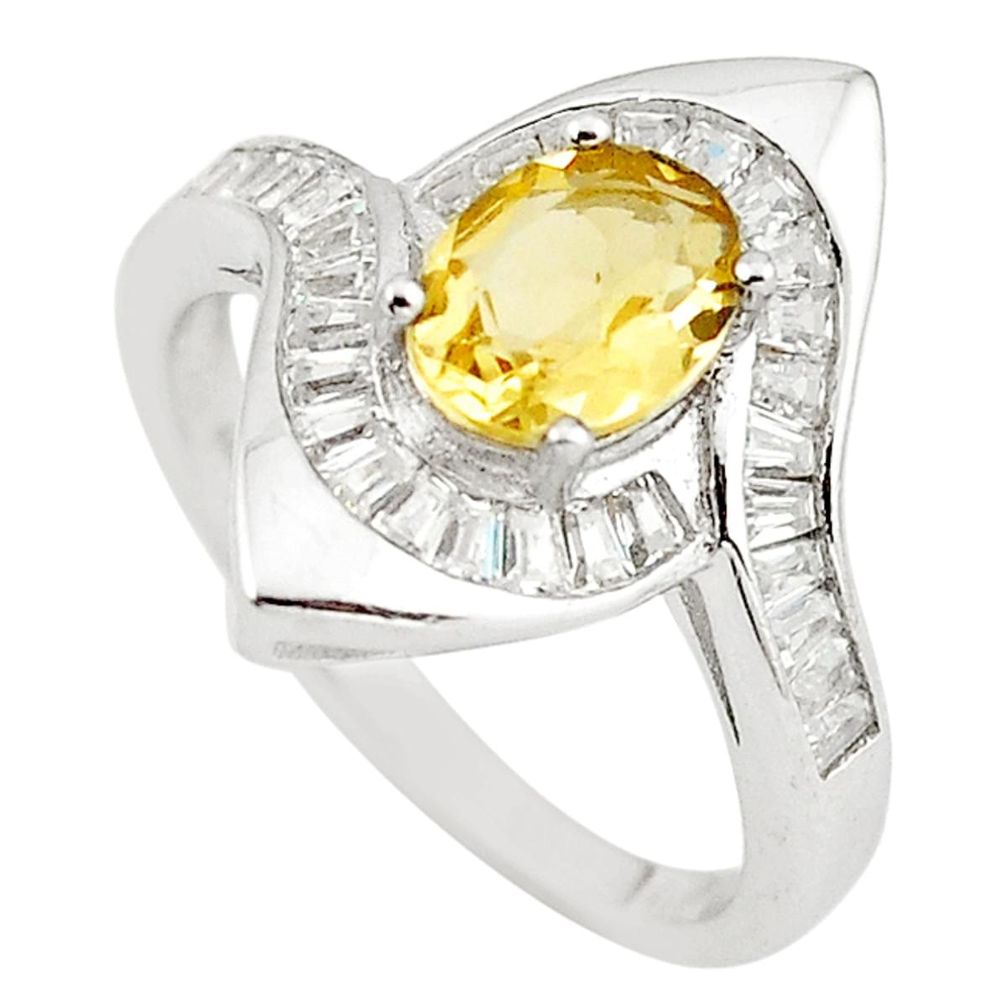 Natural yellow citrine topaz 925 sterling silver ring size 7.5 c22289