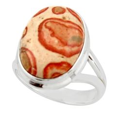 10.39cts natural yellow crinoid fossil 925 silver solitaire ring size 7 d46505