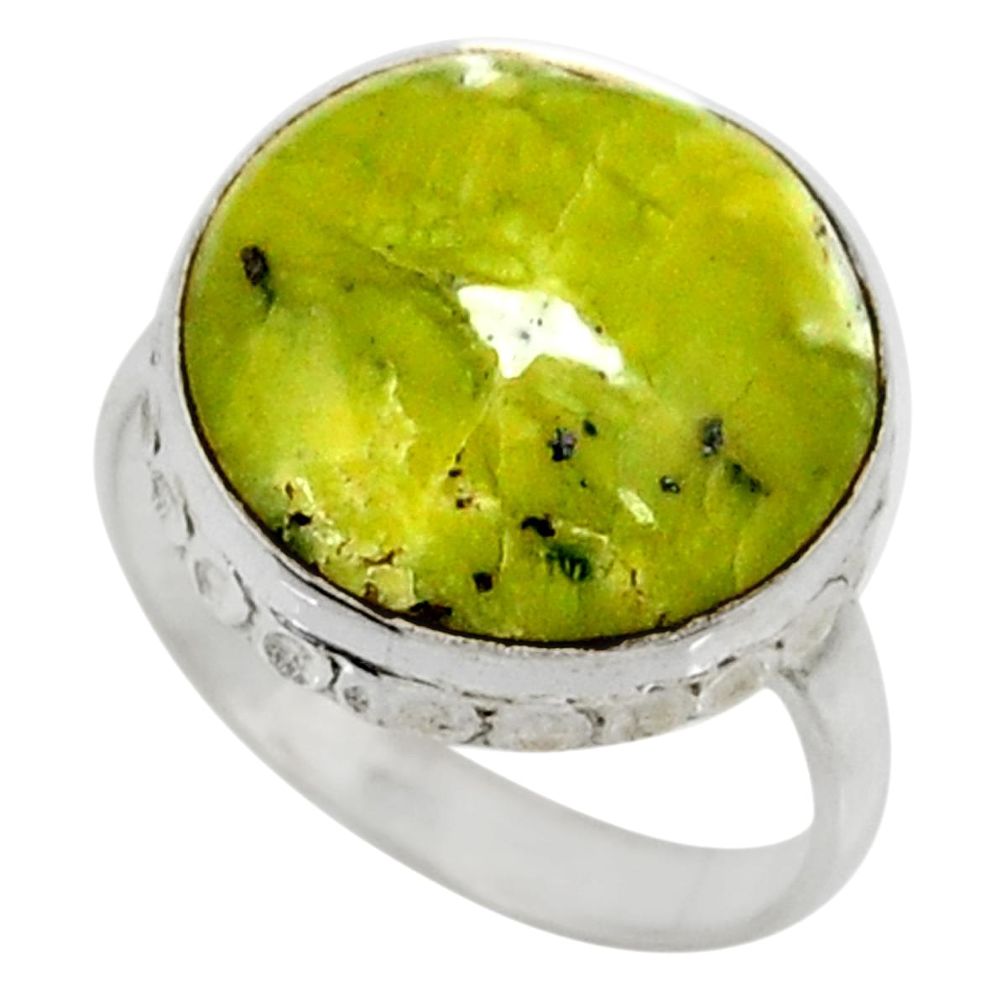 11.66cts natural yellow lizardite 925 silver solitaire ring size 8.5 r28387