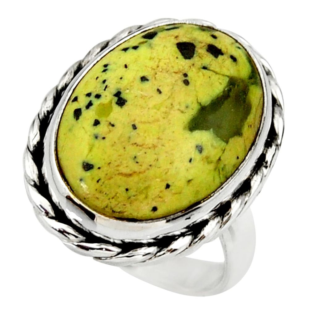 14.70cts natural yellow lizardite 925 silver solitaire ring size 7 r28778