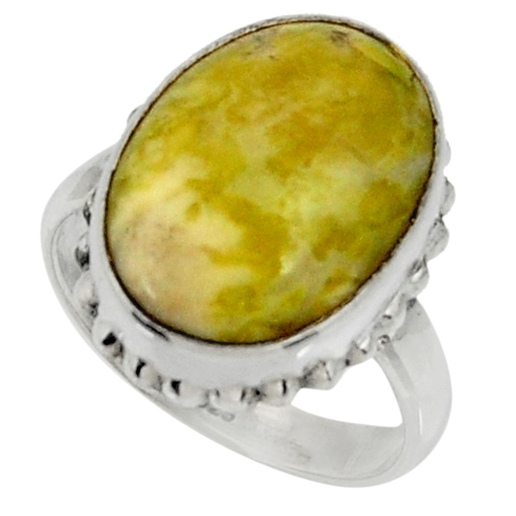 12.01cts natural yellow lizardite 925 silver solitaire ring size 8 r28392