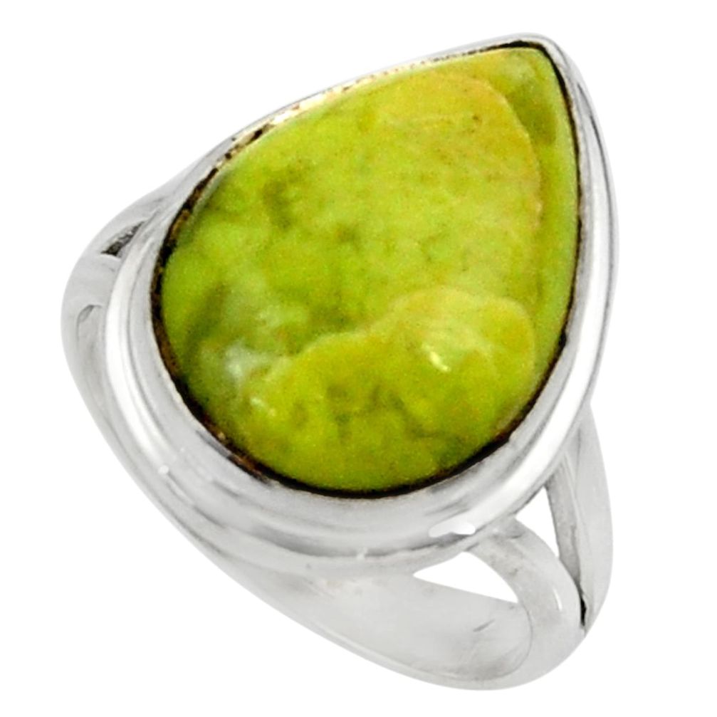 12.83cts natural yellow lizardite 925 silver solitaire ring size 8 r28393