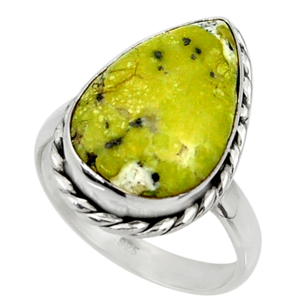 12.52cts natural yellow lizardite 925 silver solitaire ring size 9 r28382