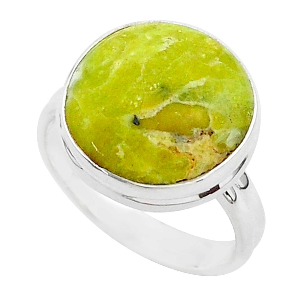 13.10cts natural yellow lizardite 925 silver solitaire ring size 9 r95742