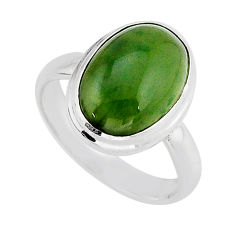 5.96cts nephrite green jade 925 sterling silver ring jewelry size 7 y67542