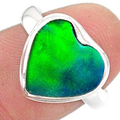 3.98cts northern lights aurora opal lab heart silver ring size 7 t24999
