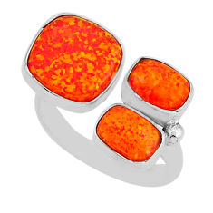 2.81cts orange australian opal (lab) 925 silver adjustable ring size 7.5 y93517