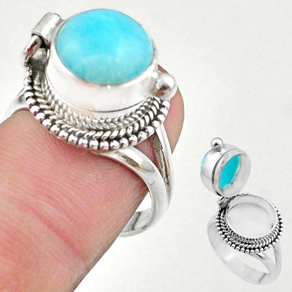 5.01cts peruvian amazonite 925 silver poison box ring jewelry size 7 t45388