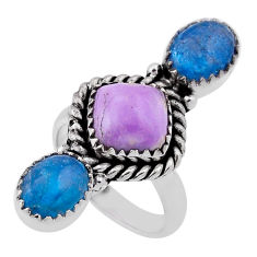 Phosphosiderite (hope stone) apatite 925 silver adjustable ring size 6.5 n46676