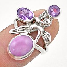 6.33cts phosphosiderite amethyst 925 silver angel wings fairy ring size 7 d47682