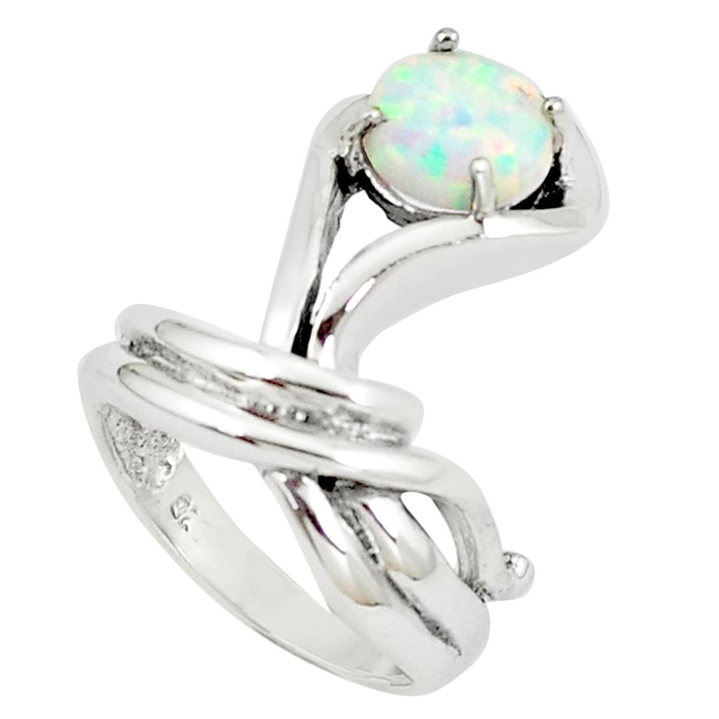 1.88cts pink australian opal (lab) silver solitaire ring size 6.5 a89245 c24407