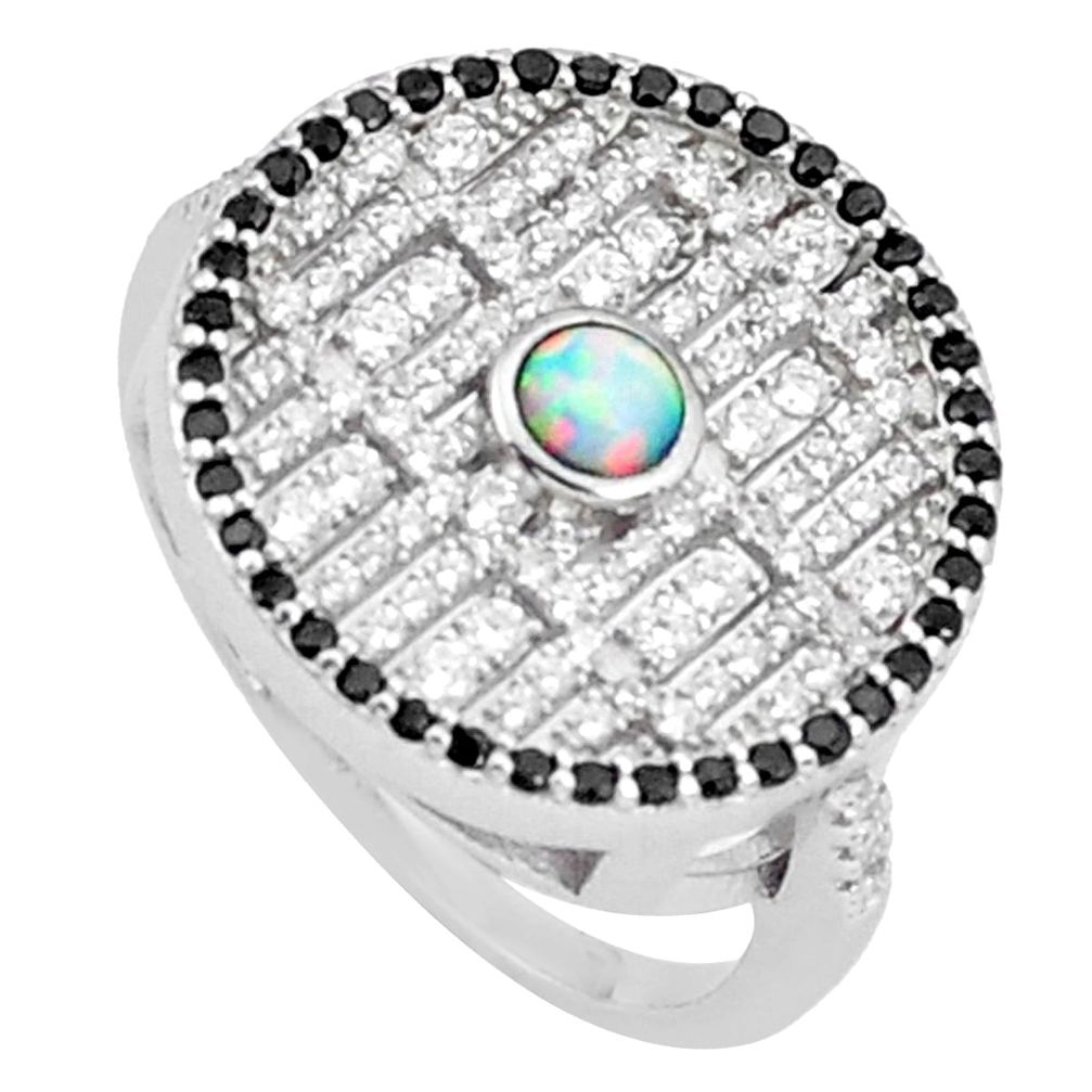 1.81cts pink australian opal (lab) topaz 925 silver ring size 8.5 a95953 c24641