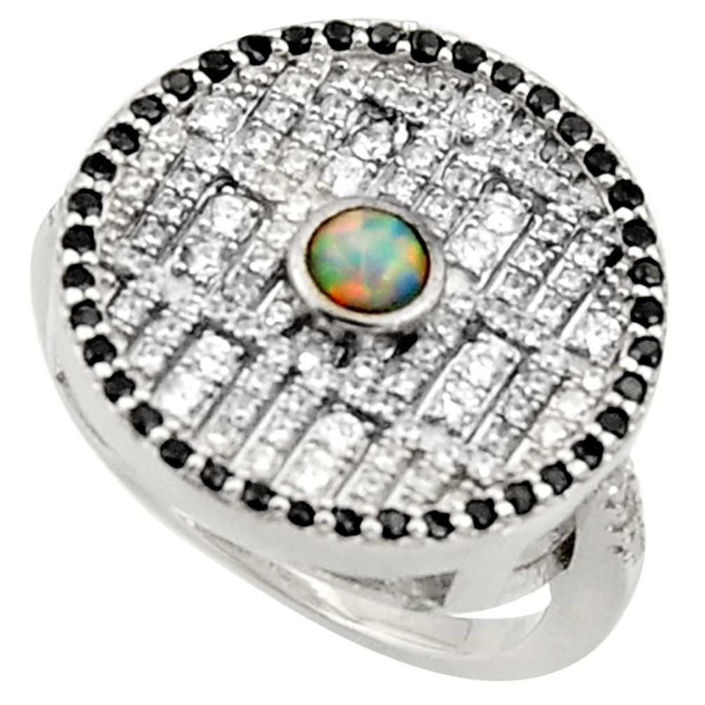 2.82cts pink australian opal (lab) topaz 925 silver ring jewelry size 6.5 c10014