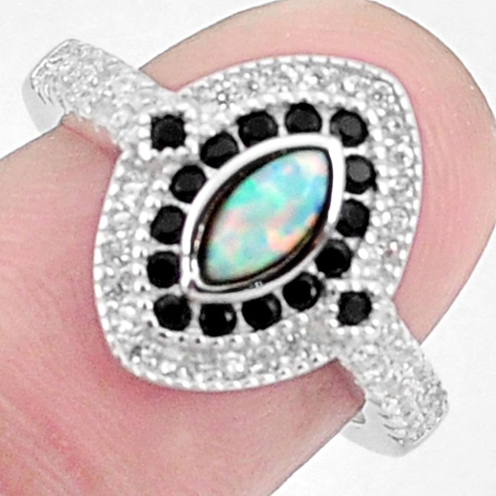 3.32cts pink australian opal (lab) topaz 925 silver ring size 6 a95836 c24603