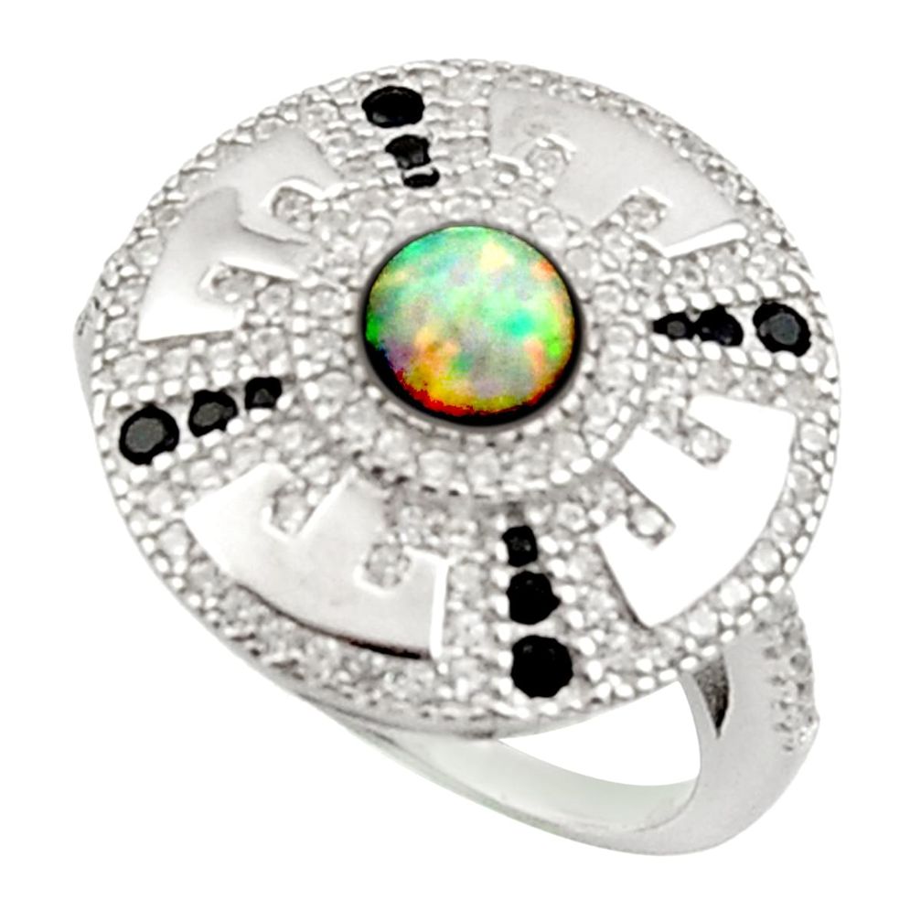 3.41cts pink australian opal (lab) topaz 925 sterling silver ring size 6 c9851