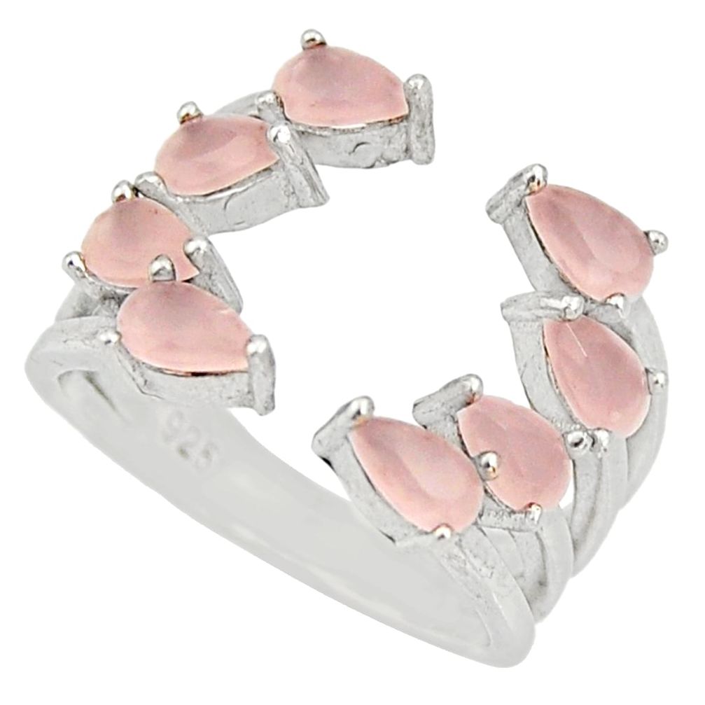 4.29cts pink chalcedony 925 sterling silver ring jewelry size 6 c9146
