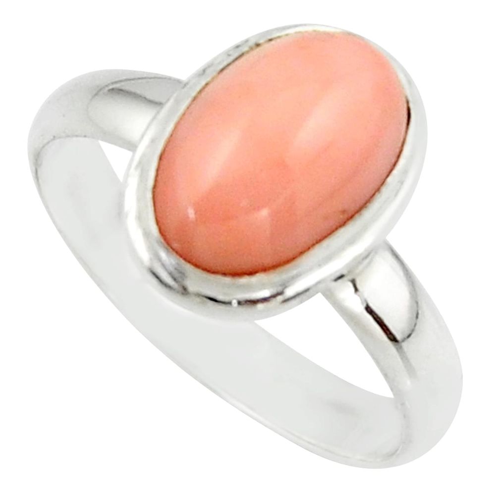 3.85cts pink coral 925 sterling silver ring jewelry size 8.5 r42609