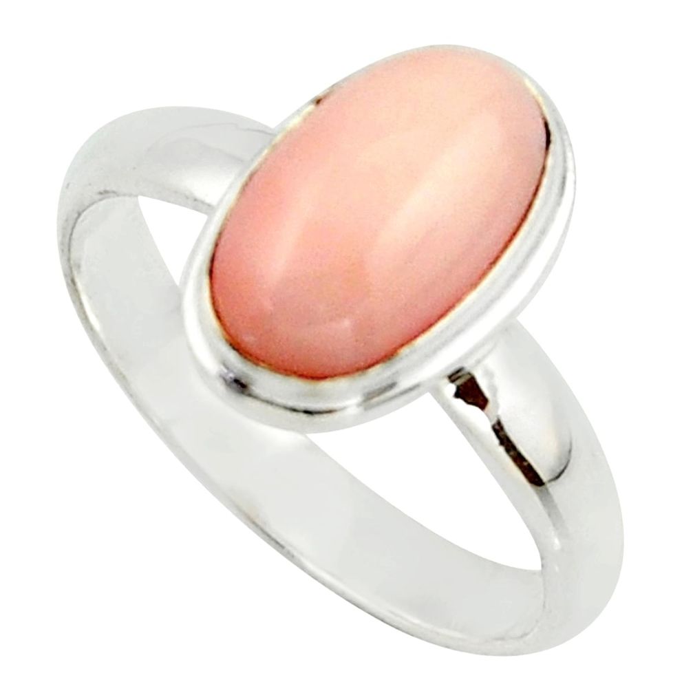 3.85cts pink coral 925 sterling silver ring jewelry size 8.5 r42615