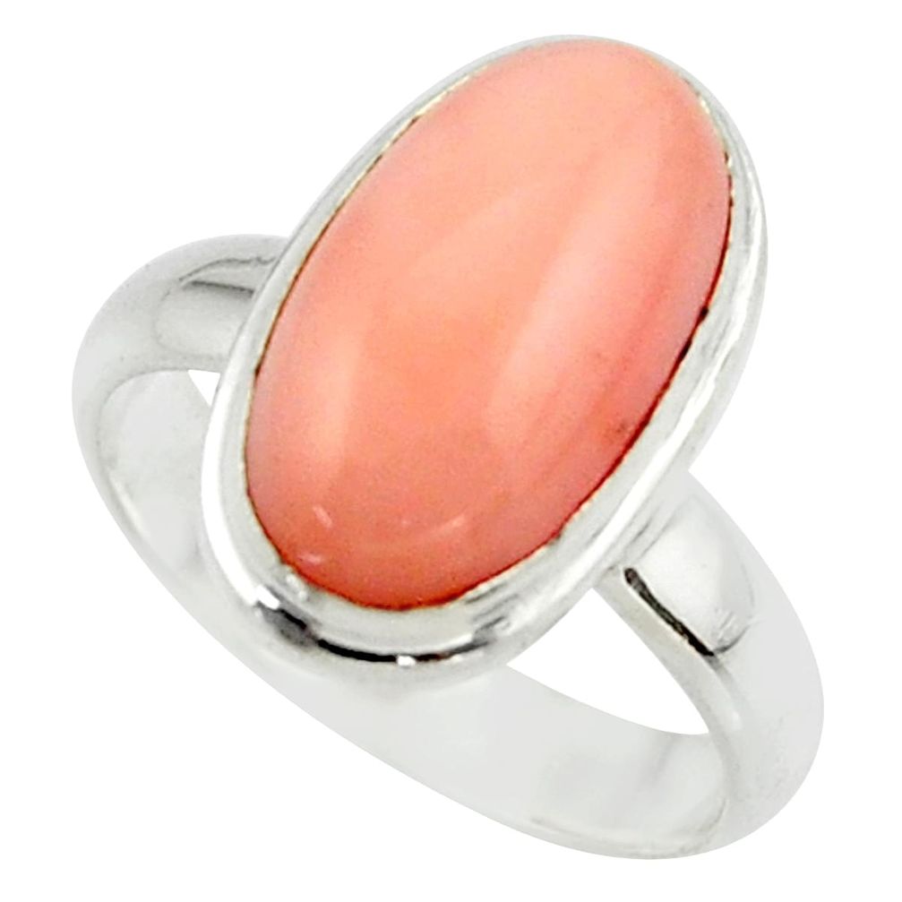 3.83cts pink coral 925 sterling silver ring jewelry size 6 r42601