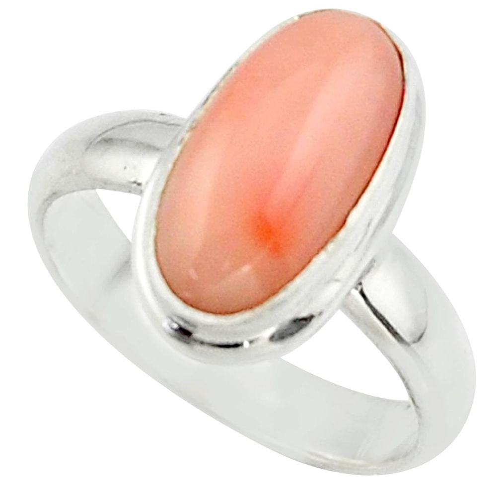 3.87cts pink coral 925 sterling silver ring jewelry size 6 r42605